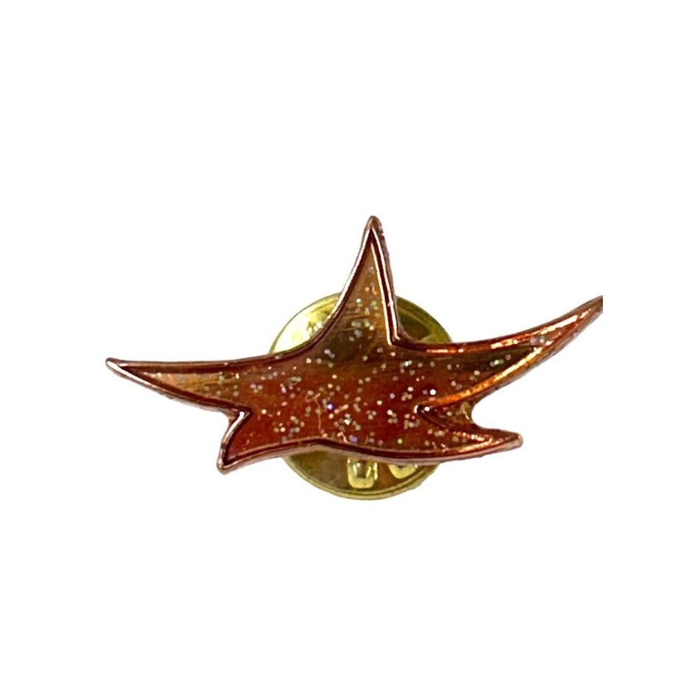 Goldtone Enameled Copper Color Sparkle Lapel Pin Star Starfish 1"